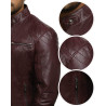 Men's Burgundy Lambskin Genuine Leather Biker Jacket