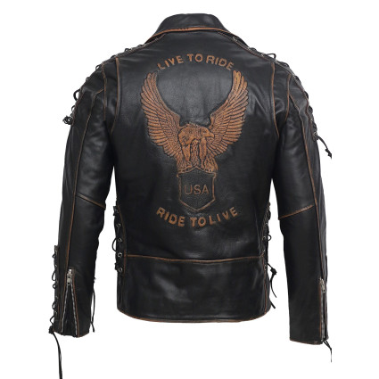 Men's Leather Biker Jacket  - Efron