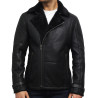 Men's Black shearling sheepskin jacket - Fay