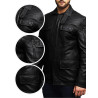  Men's Genuine Lambskin Leather Jacket Trench Safari Coat Washed
