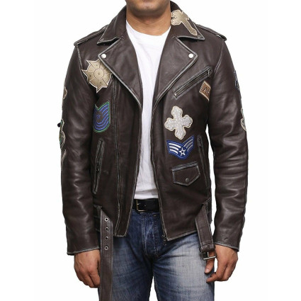 Mens Black Biker Leather Jacket - Safari 