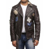 Mens Black Biker Leather Jacket - Safari 