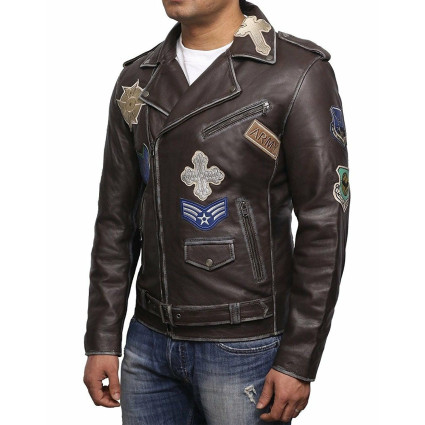 Mens Black Biker Leather Jacket - Safari 