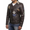 Mens Black Biker Leather Jacket - Safari 