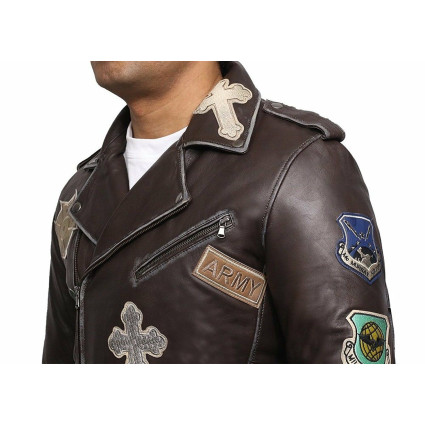 Mens Black Biker Leather Jacket - Safari 