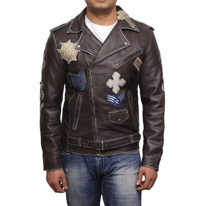 Mens Black Biker Leather Jacket - Safari 