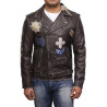 Mens Black Biker Leather Jacket - Safari 