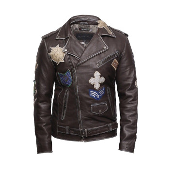 Mens Black Biker Leather Jacket - Safari 