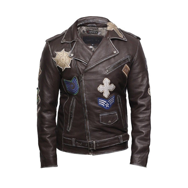 Mens Black Biker Leather Jacket - Safari 