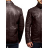 Men's Real Lambskin Leather Jacket Trench Safari Coat Washed