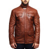 Men's Leather Jacket Real Lambskin Trench Safari Coat Washed Timber