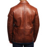 Men's Leather Jacket Real Lambskin Trench Safari Coat Washed Timber