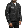 Men's Black Leather Jacket - Jazz