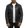 Men's Black Leather Jacket - Jazz