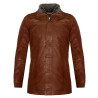 Men's Long Length Black Coat Style Leather Jacket