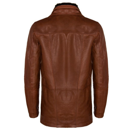 Men's Long Length Black Coat Style Leather Jacket