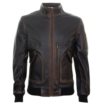 Leather Bomber Jacket Mens | Real Soft Nappa Leather Jacket Vintage 