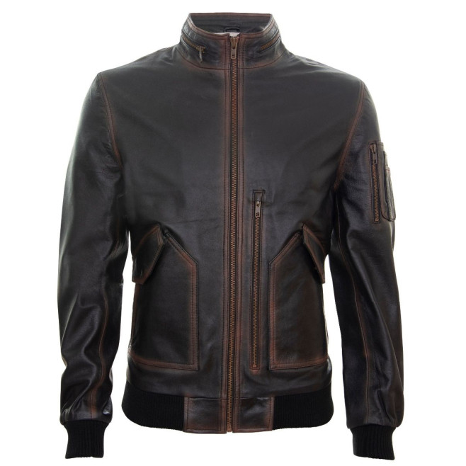 Leather Bomber Jacket Mens | Real Soft Nappa Leather Jacket Vintage 