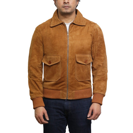 Leather Bomber Jacket Mens | Real Suede Goat Leather Jacket