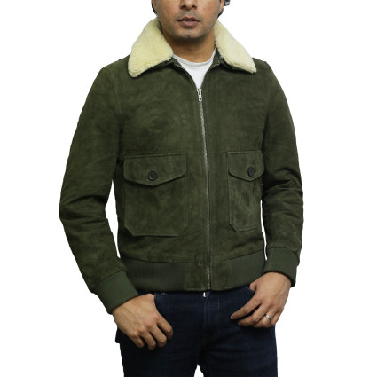 Leather Bomber Jacket Mens | Real Suede Goat Leather Jacket