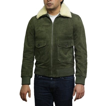 Leather Bomber Jacket Mens | Real Suede Goat Leather Jacket