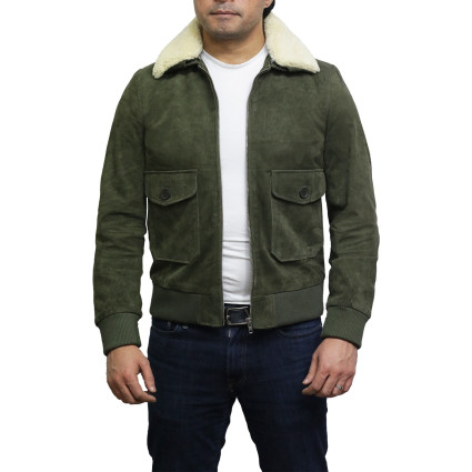 Leather Bomber Jacket Mens | Real Suede Goat Leather Jacket