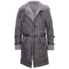 Mens Merino Leather Sheepskin Trench Coat 