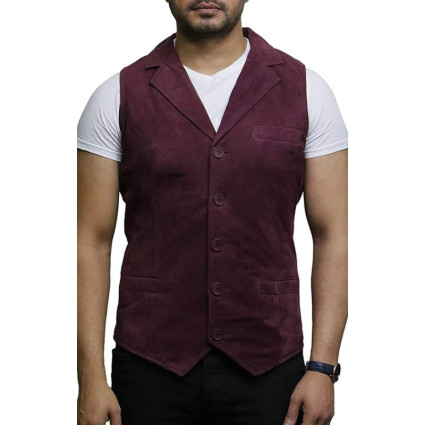 Mens Leather Waistcoat From Smooth Exclusive Goat Suede Classic Smart Black Leather Waistcoat