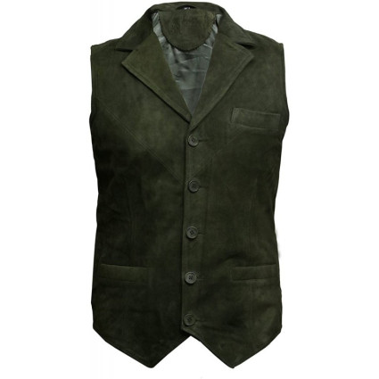 Mens Leather Waistcoat From Smooth Exclusive Goat Suede Classic Smart Black Leather Waistcoat
