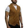 Mens Leather Waistcoat From Smooth Exclusive Goat Suede Classic Smart Black Leather Waistcoat