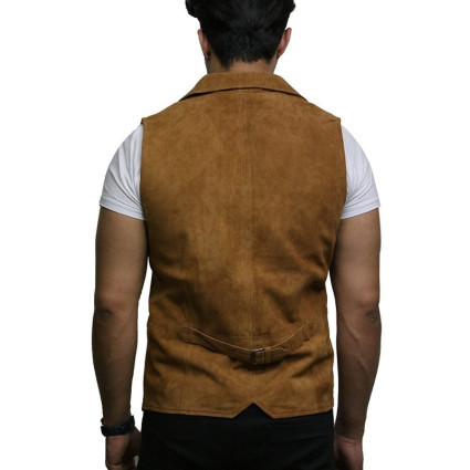 Mens Leather Waistcoat From Smooth Exclusive Goat Suede Classic Smart Black Leather Waistcoat