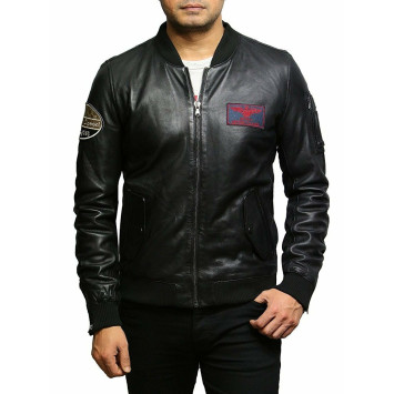 Leather Bomber Jacket Mens | Real Soft Cowhide Leather Jacket