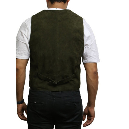 Mens Leather Black Smart Waistcoat