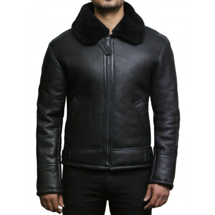 leather-bomber-sheepskin -shearling-jacket Mens-b3-aviator-flying