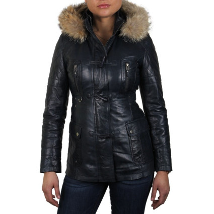 Womens Black Biker leather Jacket- Alex 