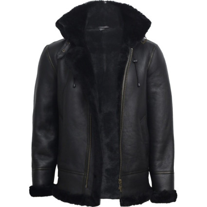 Men's Aviator Real Shearling Sheepskin Leather Bomber Flying Jacket