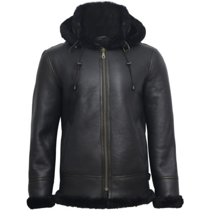 Men's Aviator Real Shearling Sheepskin Leather Bomber Flying Jacket