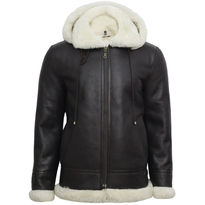 Men's Aviator Real Shearling Sheepskin Leather Bomber Flying Jacket