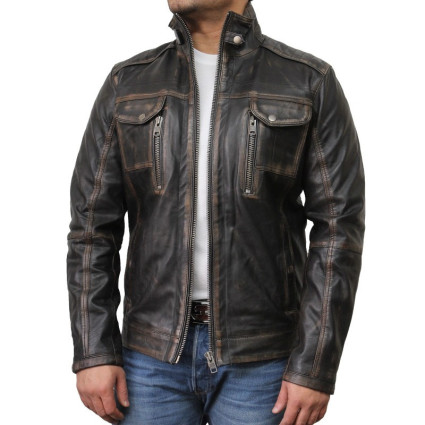 Leather Jacket Mens | Real Soft Nappa Lamb Leather Jacket For Men Distressed