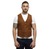 Mens Leather Waistcoat From Smooth Exclusive Goat Suede Classic Smart Green Leather Waistcoat