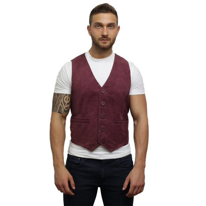 Mens Leather Waistcoat From Smooth Exclusive Goat Suede Classic Smart Green Leather Waistcoat