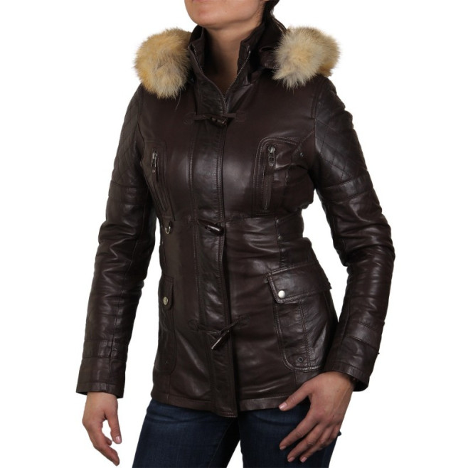 Womens Black Biker Leather Jacket-Brenda