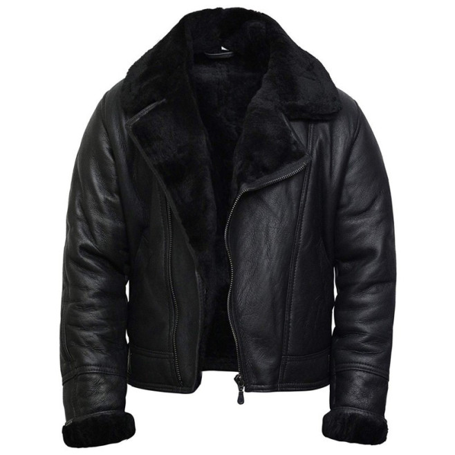 leather-bomber-sheepskin -shearling-jacket Mens-b3-aviator-flying
