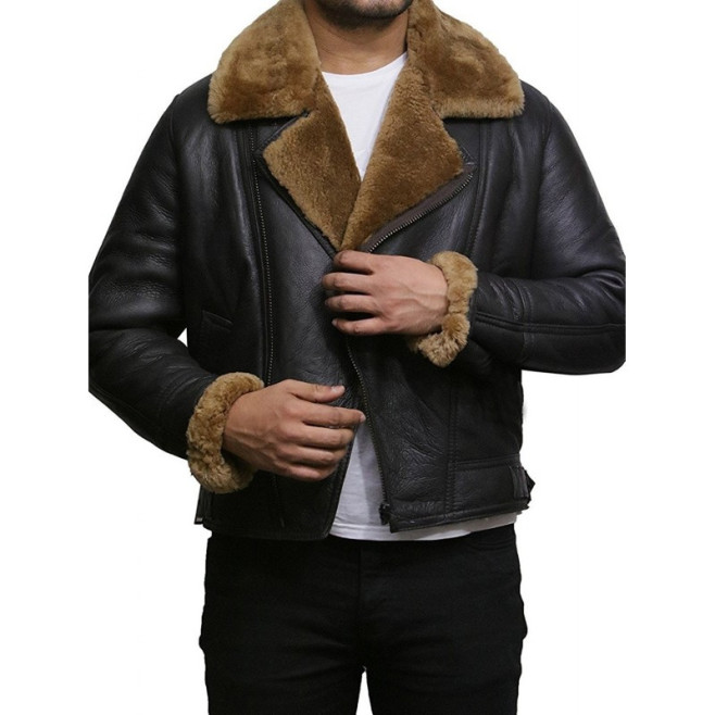 leather-bomber-sheepskin -shearling-jacket Mens-b3-aviator-flying