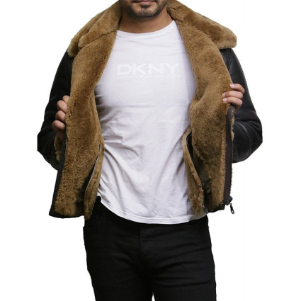 leather-bomber-sheepskin -shearling-jacket Mens-b3-aviator-flying