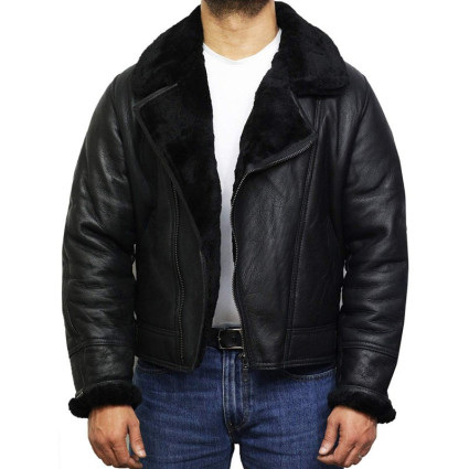 leather-bomber-sheepskin -shearling-jacket Mens-b3-aviator-flying