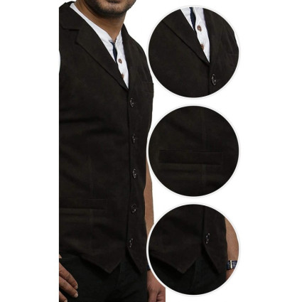 Mens Leather Waistcoat From Smooth Exclusive Goat Suede Classic Smart Green Leather Waistcoat