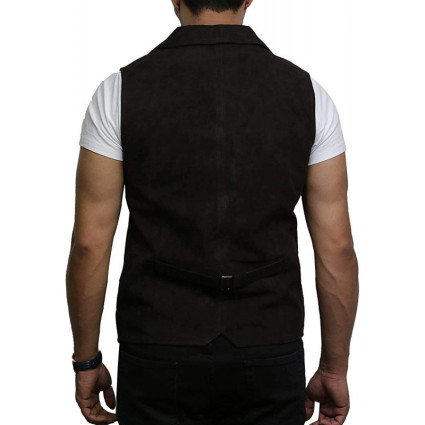 Mens Leather Waistcoat From Smooth Exclusive Goat Suede Classic Smart Green Leather Waistcoat