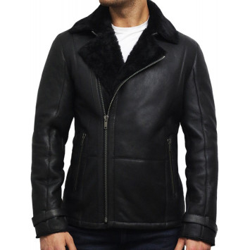  Men's Luxury Double Aviator Rust Brown Real Shearling Sheepskin Leather Flying Jacket Coat - Fay