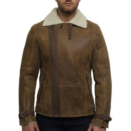 Men's Black shearling sheepskin jacket - Fay